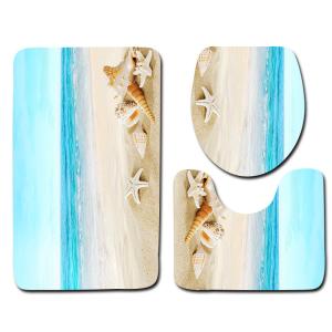 3pcs Toilet Mat Set U Shaped Stone Printed Restroom Rug Set