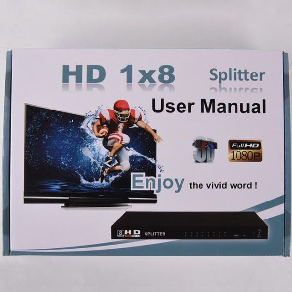 Black Video Splitter One Point Eight 3D Video One Into Eight Out HD 1080P
