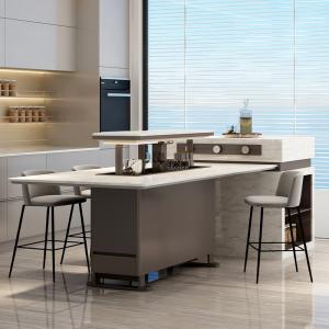 Cheap Adjustable Height Luxury Island Dining Table with Refrigerator Freezer and Wine Cooler for sale