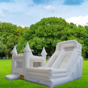 2024 White Inflatable Bouncer House with Double Slide and Rainbow Design PVC