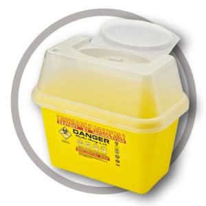 1 Litre Sharps disposal container, Sliding Lid, Red,Sharps Container |