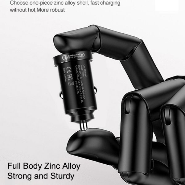 Zinc Alloy USB Car Charger PD QC3.0 20W For IPhone13 IPad IPod