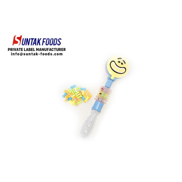 Toy Candy Smile Face Colorful Compress Candy Plastic Tube , Toy Candy