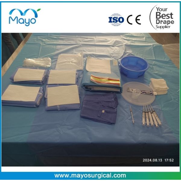 Vascular Center Use Surgical Angio Kits With Femoral Drape With 2 Windows