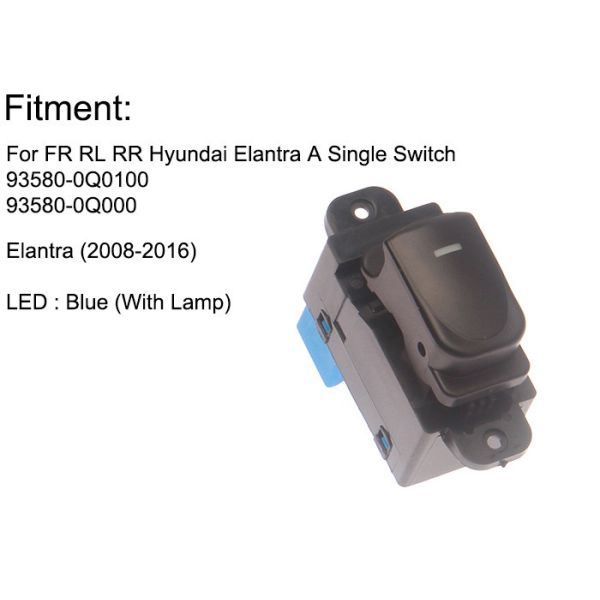 Quality Auto Power window switch FR,RL,RR for Hyundai sonata Single switch with light 2008-2016 OE 93580-0Q100,93580-0Q000 wholesale