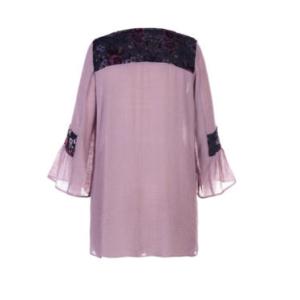 Soft Custom Made Plus Size Dresses V Neck Chiffon Fabric With Flower Mesh Design