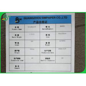 Hard Stiffness Paper Board Grey Color Sheets 1mm 1.5mm 1.8mm Book Binding Board