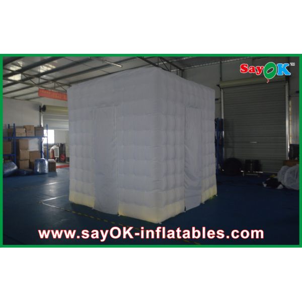 Advertising Booth Displays White Lighted Oxford Cloth Inflatable Photo Booth Portable For Wedding