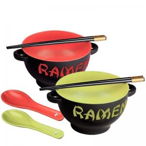 Cheap Custom Printed Ceramic Ramen Bowl Set For Soup Noodle Round Shape for sale