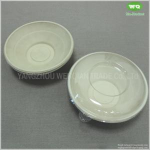 China 32oz Biodegradable Sugarcane Pulp Bowl With Clear PET Lid Edge Trimming Sugarcane Bagasse Pulp  Salad Bowl With Lid on sale