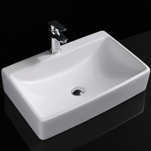 New Arrival White Handmade Rectangular Ceramic Basin Stone Art Design for Home