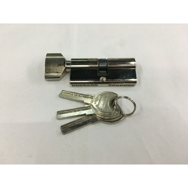 70mm(35*35) Single Zinc Cylinder with 3 iron computer keys Surface finish Bright