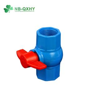 Red Handle Blue PVC Plastic Compact Ball Valve for Water Media Socket and