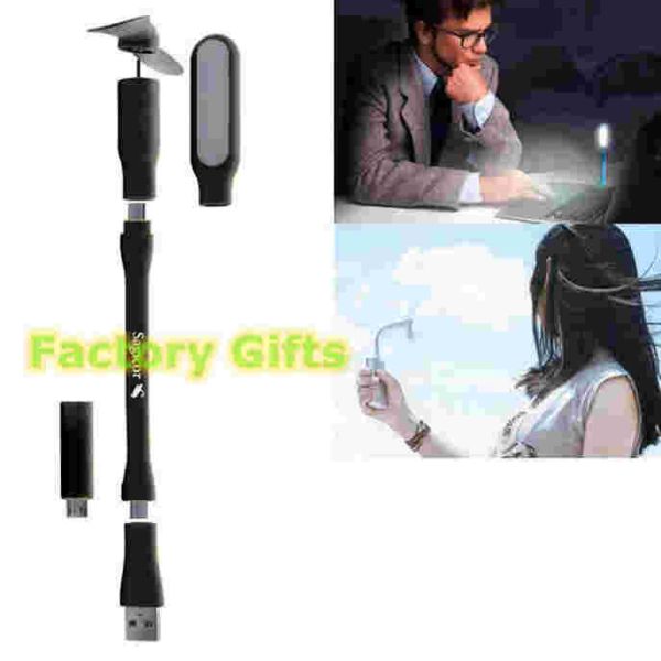 Quality Custom Logo 3 In 1 Usb Mobile Phone Fan Led Light Micro Usb For Business Gifts Fan wholesale