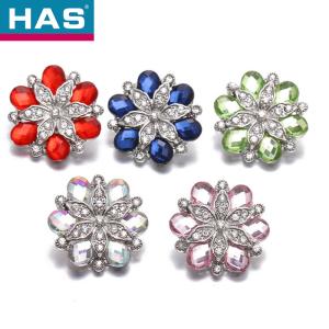 18mm Flower Shaped Buttons Personalized Colored Rhinestone Buttons Nickel Free