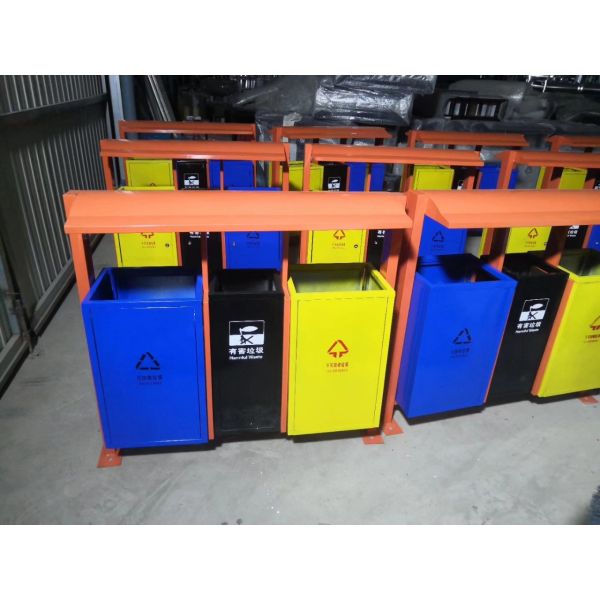 Powder Coated Black Press Button Metal Waste Bin Outdoor Dustbin Metal Waste Bin Hotel Trash Can