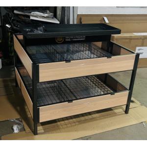 Three Layers Mobile Wire Basket Shelf Large Powder Coat Finish Adjusted