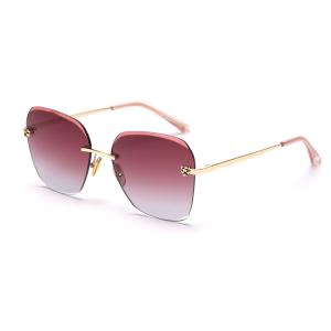 Rectangle Trimmed Women Rimless Crystal Sunglasses 140mm Metal Frame Polarized