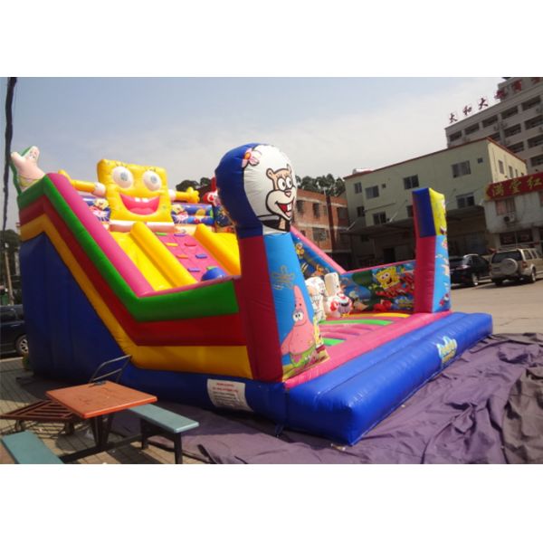 Amusement Park Big Commercial Inflatable Slide With Spongebob Theme