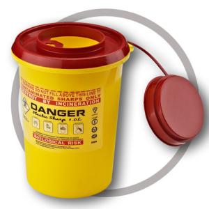1 Litre Sharps disposal container, Sliding Lid, Red,Sharps Container |