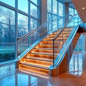 Decorative Stainless Steel Handrails with Crystal Accents for Glass Railings