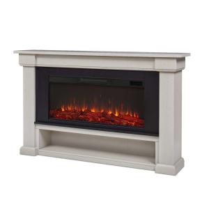 Electric Fireplace Cabinet with Firewood Storage and 100 BTU Heat Output Remote