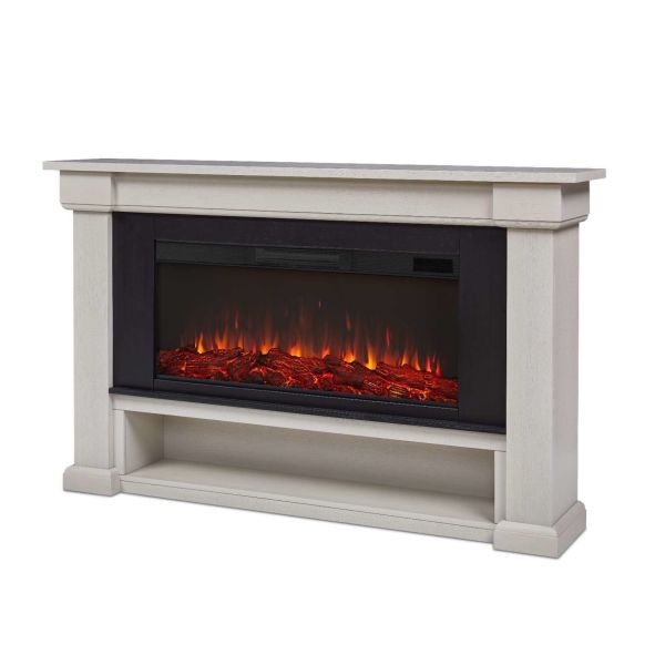 Electric Fireplace Cabinet with Firewood Storage and 100 BTU Heat Output Remote