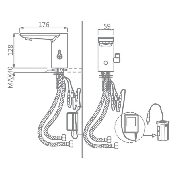 Sensor Basin Faucet Cold Water Hotel Mall Toilet WC Water Mixer Tap Brass Chrome AC/DC 220V