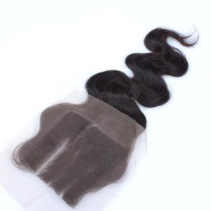 Unproducssed Peruvian Hair 3 Part Natural Color Body Wave 4*4 Lace Closure