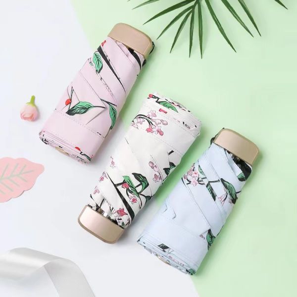 Quality 5 Fold 6 Ribs Small Lightweight Easy To Carry Umbrella With Customizable Pongee Cloth wholesale