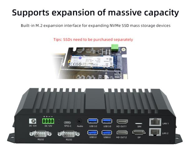 8K Android 12 RK3588 8 Core 6T AIoT Edge Computing Device RS232 RS485 Media