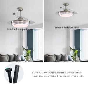 Super Bright 5000K 65W 42 Inch Flush Mount Ceiling Fan With Light retractable