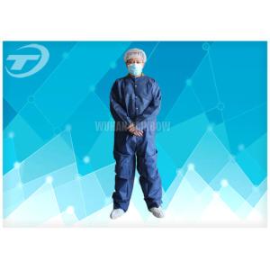 Cheap PE Coated White Disposable Coverall Suit / Disposable Protective Suits For Men S To 5XL for sale