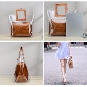 Promotion Clear Cosmetic Handle Bag Tote Bags, Recyclable PVC Loop Handle