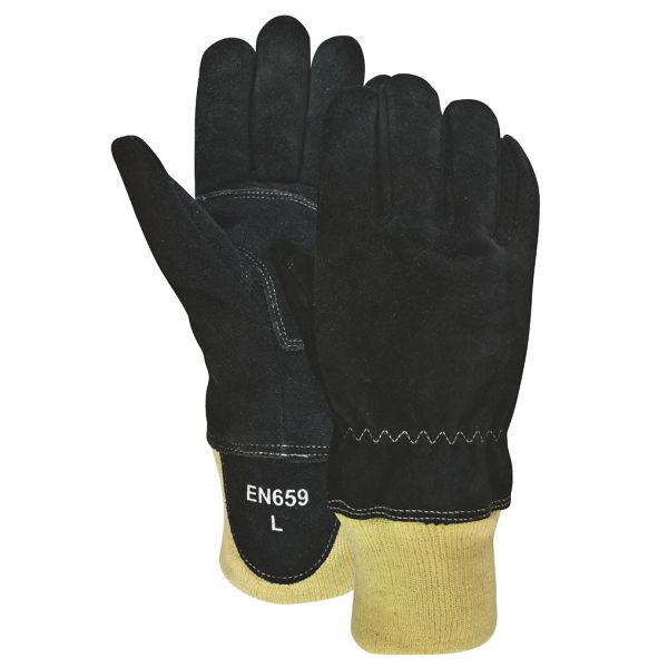 Quality Flame Retardant Structural Firefighting Gloves Cowsplit Shell Wristlet Cuff wholesale