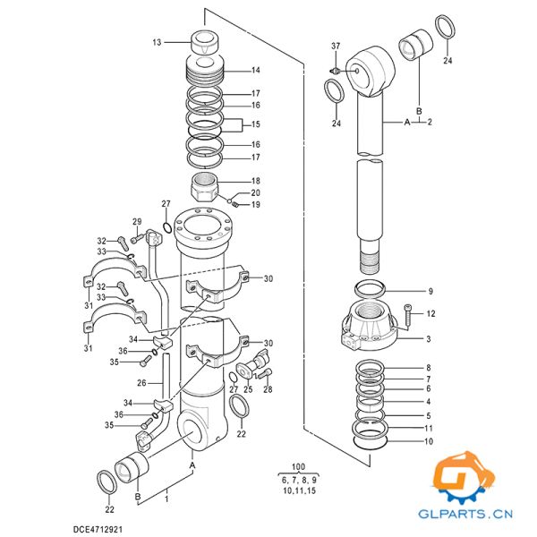Excavator Hydraulic Bucket Cylinder ZX470 ZX470-5G 4712921 For Hitachi Parts