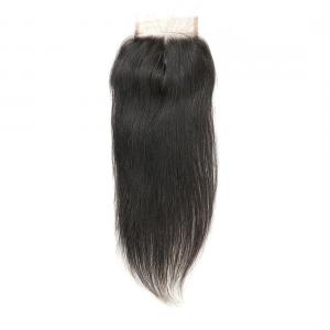 China Smooth Long Human Hair Lace Closure / Silk Base Closure Weave Double Weft on sale
