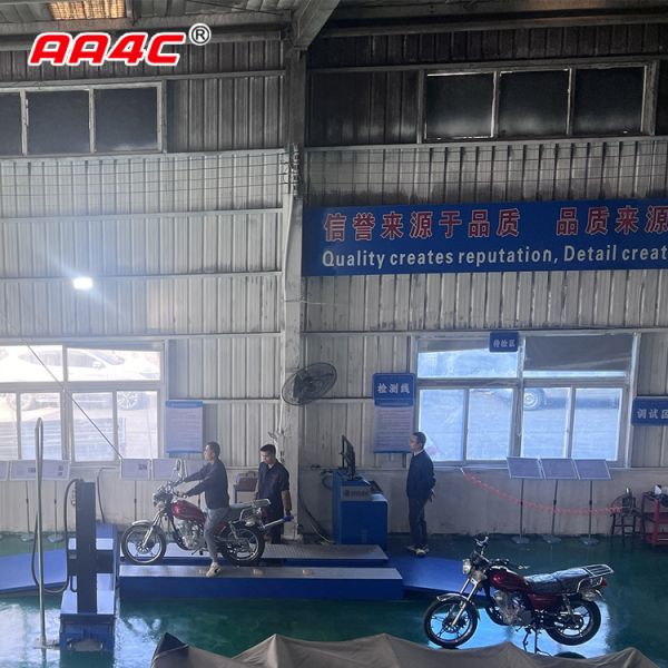 AA4C 2-wheeled motorcycles Centralized testing line include brake force axle load speedometer clamping wheel alignment headlight tester noise meter