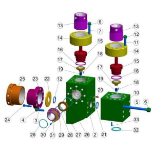 Southwest 12P160 7500PSI mud pump Fluid end module, MISSION "L" NEW STYLE MODULE