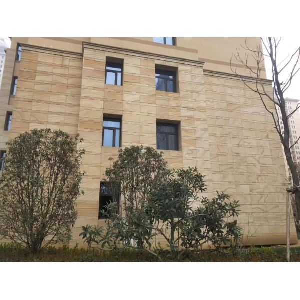 Natural Yellow Wood Veins Sandstone Wall Cladding With Split Face