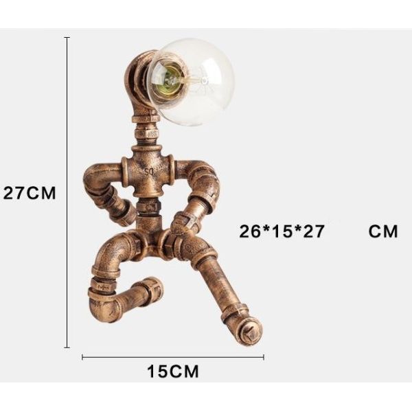 Creative Industrial Retro Wrought Iron Water Pipe Lamp Cafe Bar Bedroom Study Bedside Nightlight