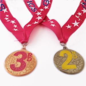 Cheap Stamped Iron Metal Sports Medal With Soft Enamel Colors And Sublimation Ribbon for sale