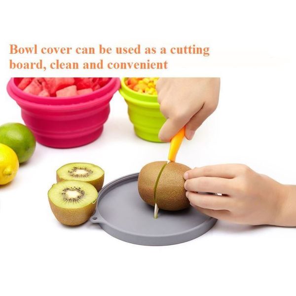 Outdoor Silicone Tableware Set,Silicone folding bowl and portable cutlery set for outdoor picnics and travel