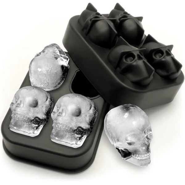 Quality Eco Friendly 4 Grid 3D Skull Silicone Ice Cube Trays wholesale