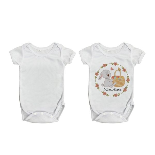 Custom Blank White Short Sleeve Sublimation Baby Romper For Sublimation Photos Printing