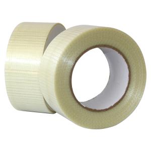 China Single-Sided Transparent Fiberglass Adhesive Tape Reinforced with 48mm*20m Size and 150mic Thickness for Sealing and Masking on sale