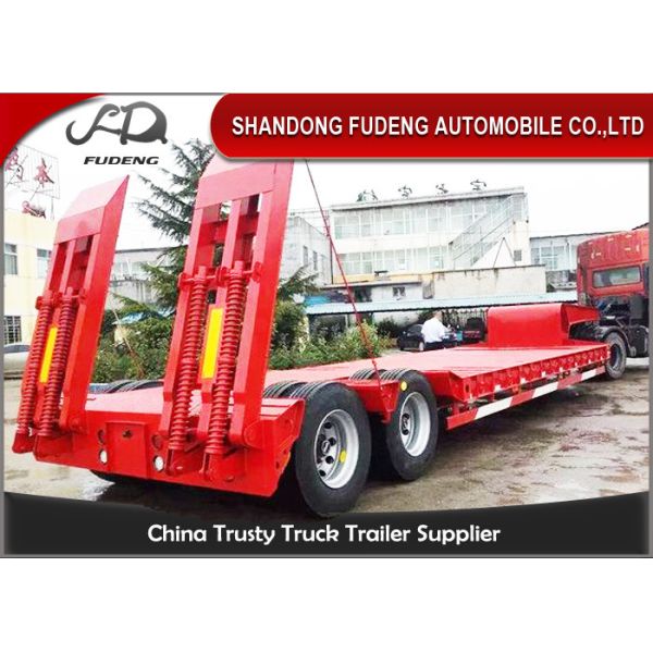 Quality 2 axle 40 ton low bed semi trailer ,Low loader truck trailer with mechanical ramps wholesale