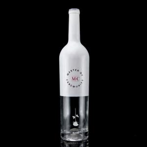 Cheap Custom Bottle 750ml White Spray Paint Whisky Vodka Empty Glass Bottle With Cork for sale