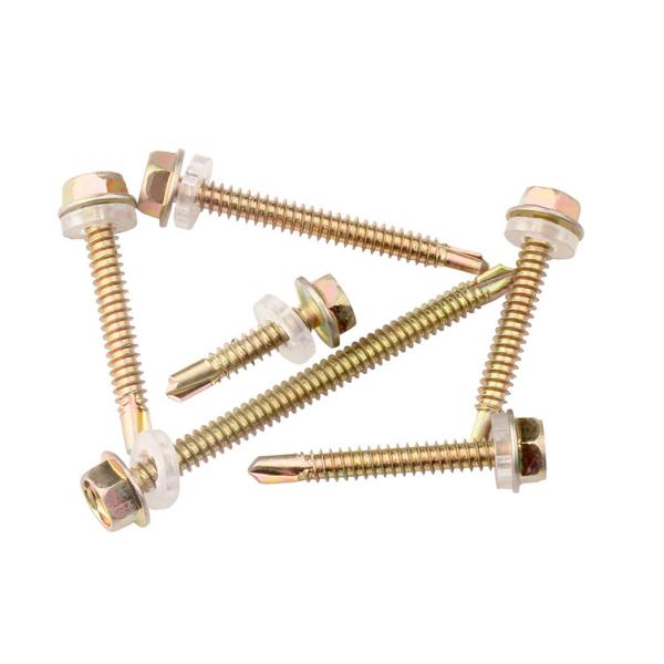 DIN7504K Yellow Chromated Steel Hexagon Flange Head Self Drilling Screws With EPDM Washer