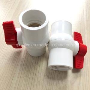 Cheap 1/2-4 Inch Red Handle Pressure PVC White Ball Valve made of Glue Connection Form for sale
